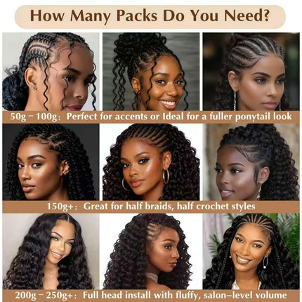 100% Human Hair Bulk For Braiding Deep Wave Feather Crochet Pre-Separated Miracle Knots Invisible Boho Braids Extension