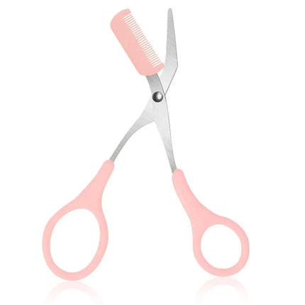 Stainless Steel Eyebrow Trimming Scissors with built-in Comb Precise Grooming Tool Creating Perfect Eyebrows Pink/White/Black