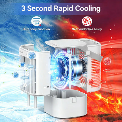 Portable cooling fan with seven-color night light, 900ml large capacity, USB interface, suitable for living room, bedroom, etc