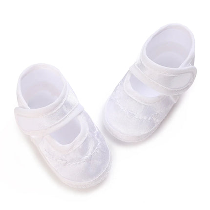 Newborn Baby's First Baptism Shoe: Newborn Boys and Girls' White Baptism Shoes Soft Sole Walking Shoes Multiple Styles-9CM/10CM