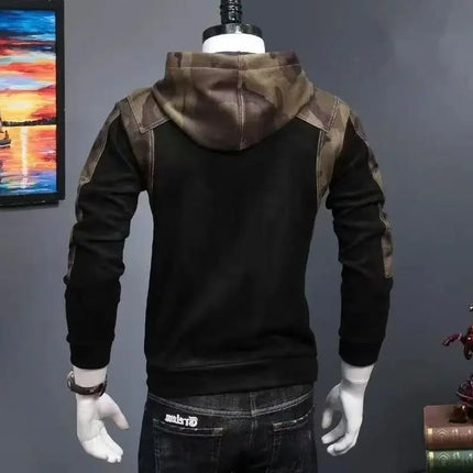 Y2K Techwear Autumn Hooded Tracksuit Men Cotton Cargo Hoodie Fashion Mens Streetwear Camouflage Patchwork Black tactics Hoodies
