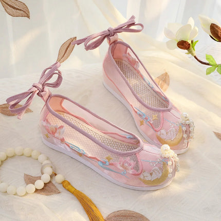Chasing Moon Hot Sale Of The Season New Style Ming Dynasty Hanfu Shoes National Style Upturned Head Cotton Shoes Ancient Wedding