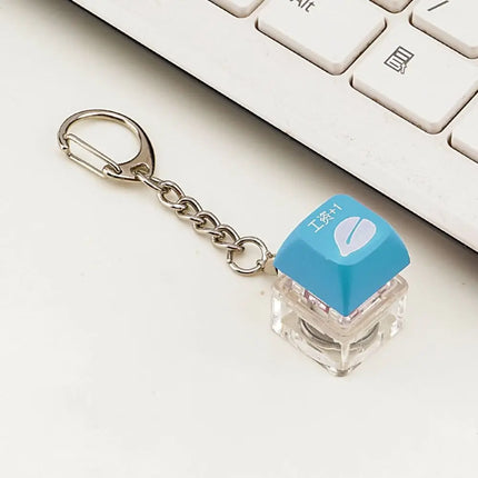 Yellow Chick Wooden Fish Keyboard Keychain Electronic Wooden Fish Mechanical Keyboard Keychain Merit +1 Axle Tester