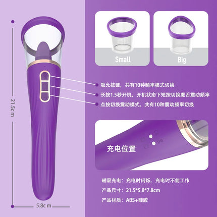 Tongue Licking with Sucking G Spot Vibrator 3 in 1 Sex Toys for Women Powerful Clitoral Nipple Oral Sucker Stimulation Massager