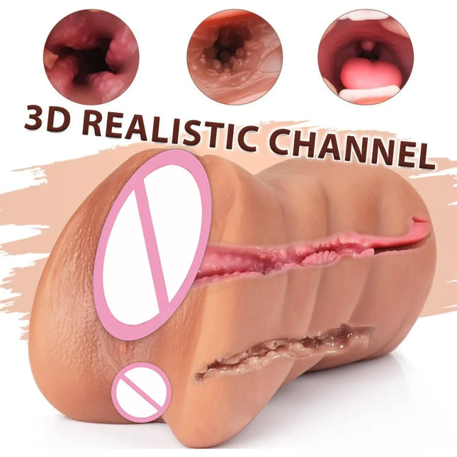 3-in-1 Artificial Vagina Anal Mouth Male Masturbator Blowjob Sucking Masturbation Cup Deep Throat Sex Toys for Men Pocket Pussy