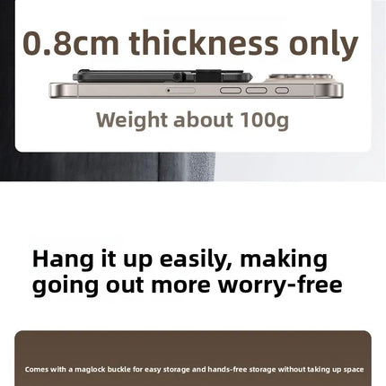 Ultra-Thin Magnetic Phone Holder with Multi-Functional Wallet Portable Double-sided Magnetic Stand with Anti-lost Hook and Strap