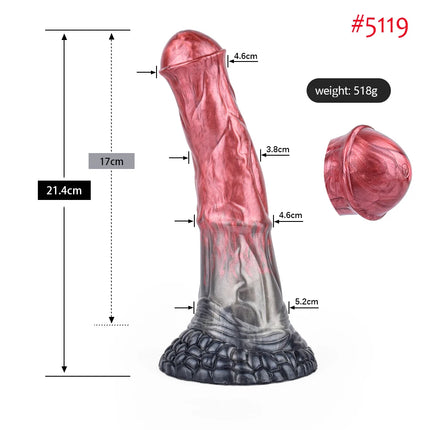 FAAK Colorful Silicone Ribbed Fantasy Horse Knot Dildo with Suction Cup Anal Sex Toys Soft Girthy Huge Fake Penis for Women