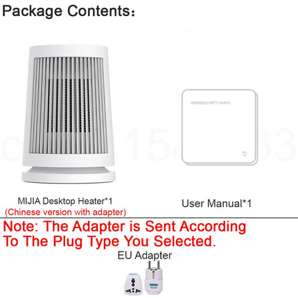 MIJIA Desktop Fan Heater,45° Oscillating,PTC Ceramic Indoor Electric Heaters,Compact Lightweight,CN Version With Adapter