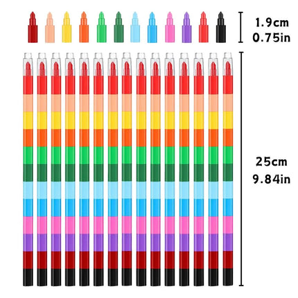 6/12pcs 12 Colors Stackable Crayons Creative Rainbow Building Blocks Coloring Oil Painting Stick Student Stationery YMY