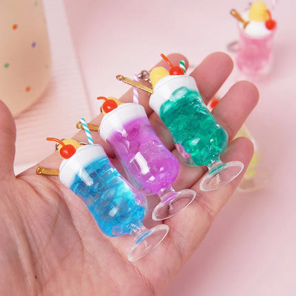 New Simulation Ice Cream Cup Model Key Chain Pendant Cute Ice Dream Cup Pendant Key Ring Party Gift Jewelry