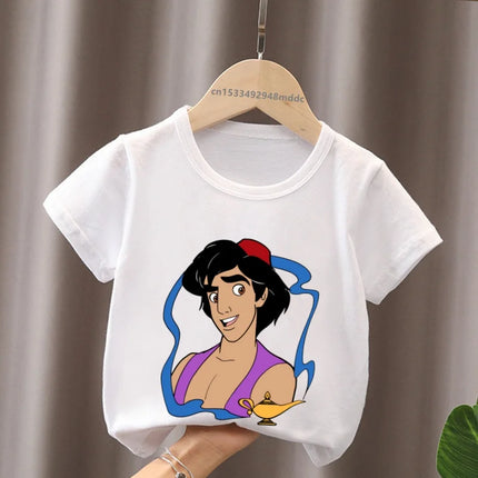 Hot Sale Aladdin Jasmine Princess Print Cartoon Kids T-Shirts Girls Clothes Baby Boys Short Sleeve T-shirt Summer Children Tops