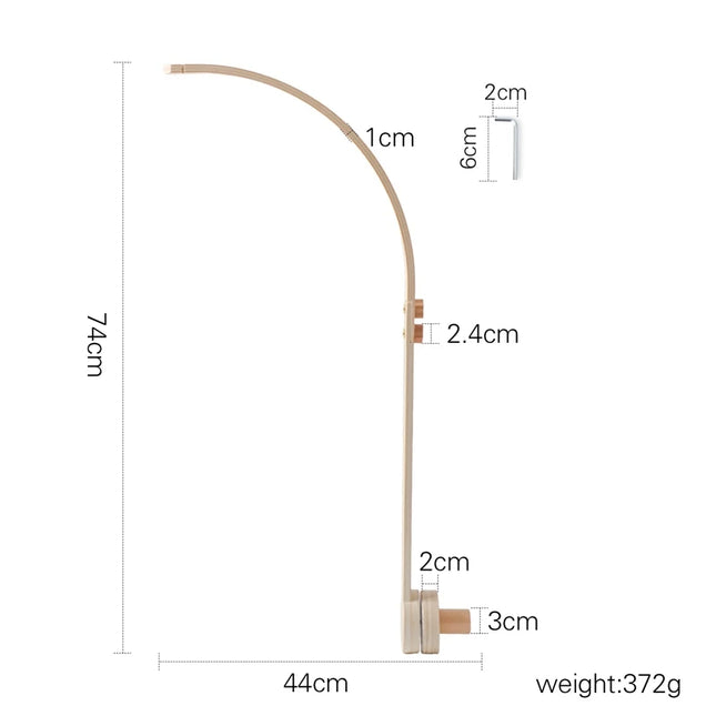 Baby Wooden Bed Bell Bend Bracket Mobile Hanging Rattles Toys Newborn Music Box Holder Bracket Infant Crib Toy Arm Bracket Gifts