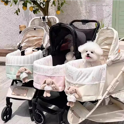Super Soft Pet Dog Stroller Cover,Cozy Front Cover Keep Out Dirt-For Pet Stroller,Soft Cotton Stroller Accessories With Bunny On