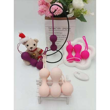 Vaginal Exercise Dumbbells for Women USB Rechargeable 10-Frequency Wireless Remote Control Vibrating Ball Set Adult Toys Female
