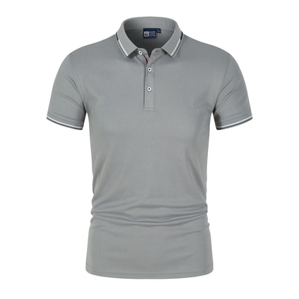 Summer Polo T Shirt Men's Solid Color Polo Shirt Short Sleeved T-shirt European and American Loose Stand Up Collar Casual Top