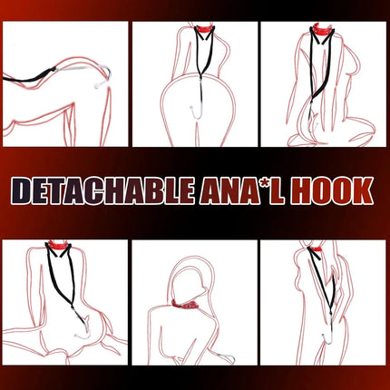 ﻿﻿﻿SM Couple Anal Hook Sex Bondage Restraint Set BDSM Leather Chain Stainless Steel Adult Sex Toys For Men Adjustable Harness
