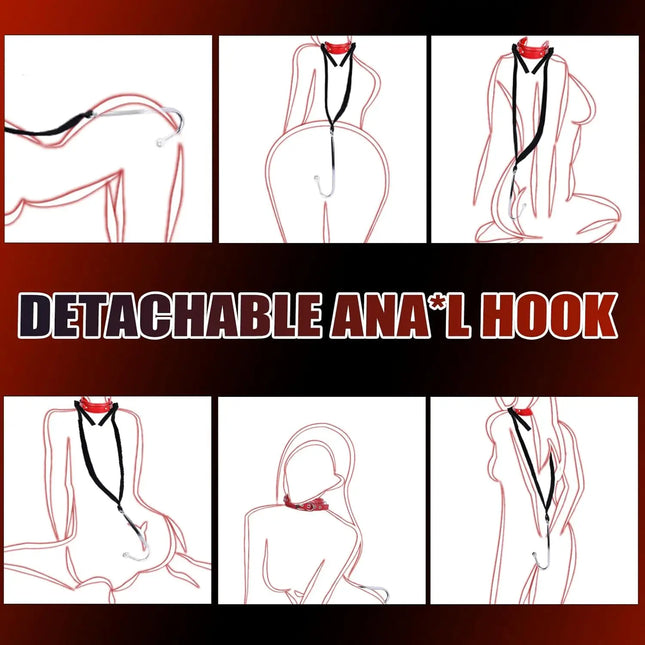 ﻿﻿﻿SM Couple Anal Hook Sex Bondage Restraint Set BDSM Leather Chain Stainless Steel Adult Sex Toys For Men Adjustable Harness