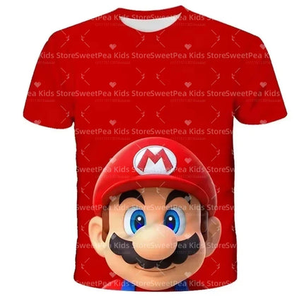 2026 New Anime Super Mario T Shirt Summer Fashion Casual T-shirt Boy Girl Unisex Children's Clothing T Shirt Ventilate Tops