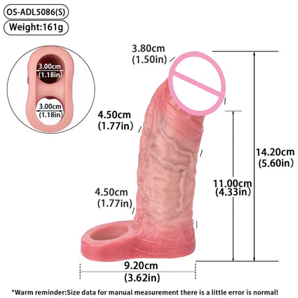 ORALSX Silicone Realistic Penis Sleeve Delay Ejaculation Sex Toys For Men Penis Enlarger Thicken Dildo Reusable Condom Cock Ring