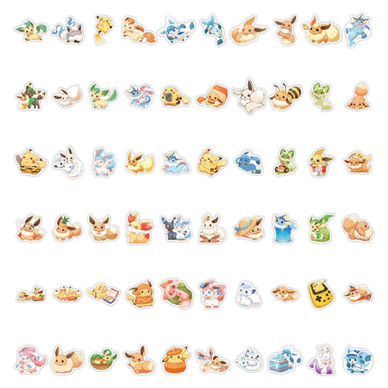 10/60PCS Cute Eevee Graffiti Stickers Pokémon Exquisite Fashion DIY Toys for Bottle Scrapbook Travel Bag Aesthetic Decals