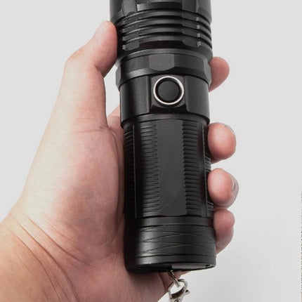 New model LED adjustable focus flashlight, USB rechargeable, aluminum alloy, high-intensity, outdoor camping self-defense flashl