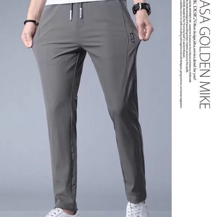 Men's Quick Dry Straight Leg Sports Pants Elastic Waist Drawstring Lightweight Casual Running Trousers