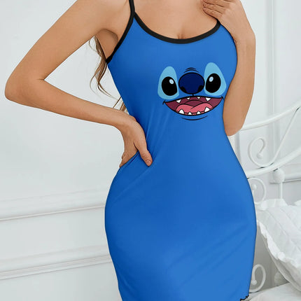 Women's Disney Stitch Cute Cartoon Pattern Hanging Skirt Sleepwear Home Clothes