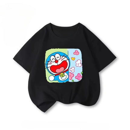 Potdemiel Doraemon Children's Pure Cotton T-Shirt, New Summer Style, Comfortable and Breathable Children's T-Shirt