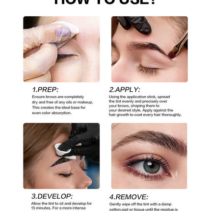 Professional Henna Brow Tint Kit 6 Shades Waterproof & Long Lasting Eyebrow Dye for Home Use Natural Looking Brow Enhancer