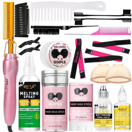 Electric Hot Heating Comb Curling Iron Pressing Comb for Wig Fast Heating Straightening Brush Hair Wax Stick Styling Tool Set