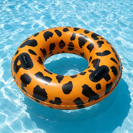 1PC Leopard Print Pool Float, Adults Inflatable Tube, Animal Patterns Swimming Rings Inner Tubes Glitter Pool Floats