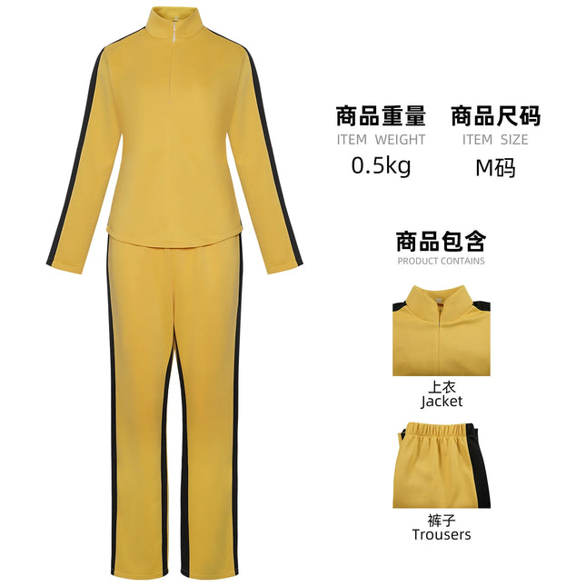 Kill Bill The Bride Beatrix Kiddo Cosplay Costume Yellow Kung Fu Jumpsuit Women Tracksuit Halloween Carnival Mardi Gras Costumes