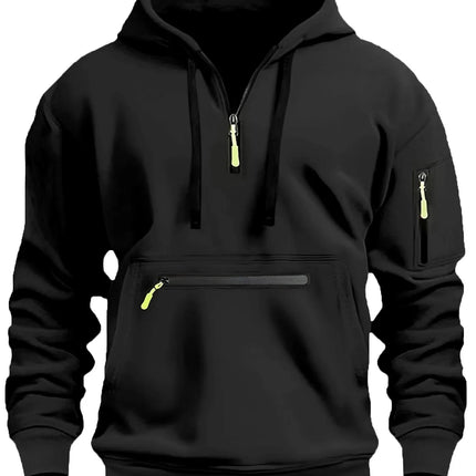 Half Zipper Men's Tactical Hoodies Solid Warm Fleece Military Sweatshirts Multi Pockets Male Hooded Jackets Thick Outdoor Polar
