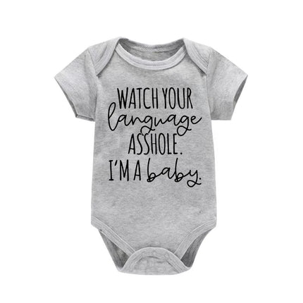 Watch Your Language I'm A Baby Newborn Letter Printed Romper  Harajuku Style Baby Boys Clothes Bodysuits Toddler Girls Jumpsuits