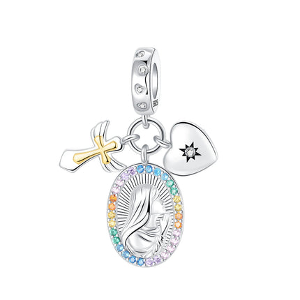 925 sterling silver wings Sister Cross pendant charms fit original 4mm Aperture bracelet charm beads necklace Diy female jewelry