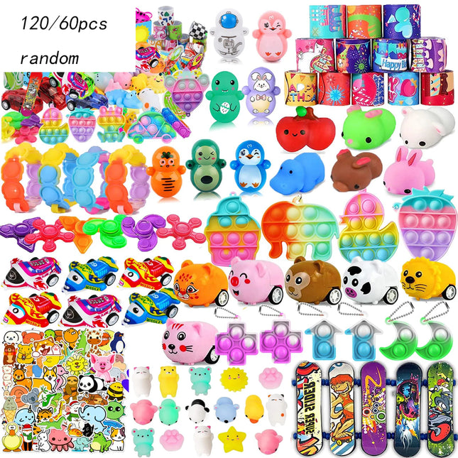 120/60PCS Party Favors for Kids Pop Fidget Toys, Treasure Box for Classroom, Pinata Filler, Goodie Bag Stuffers