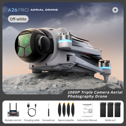 Lenovo A26 Pro Drone 4K HD 8k Triple Camera FPV Brushless Motor Obstacle Avoidance Foldable RC Quadcopter Professional Aerial