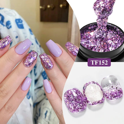 8ml Glitter Sequins Gel Nail Polish Nude Pink Silver Laser Glitter Semi Permanent Soak Off UV Gel Varnish Manicure Nail Supplies
