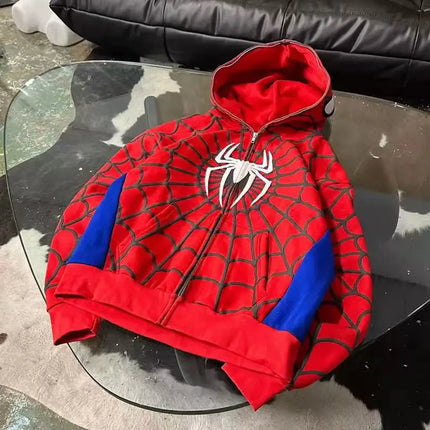 Y2k Retro Gothic America Spider Foaming 3d Print Hoodies Fashion Oversized Loose Full Zipper Hoodie Men Jacket Street Sweatshirt