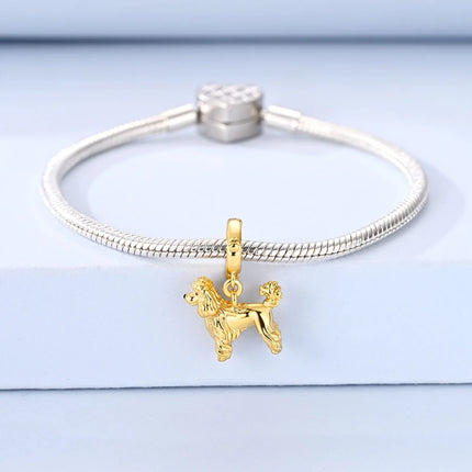 Hot Sale 925 Sterling Silver Dog Paw Print Fixed Clip & Shepherd Dog Dangle Charm Fits Bracelet Beloved Pet Pendant Gifts
