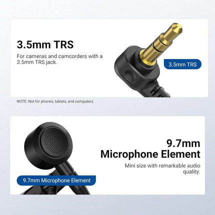 NEEWER ø9.7mm Lavalier Microphone (2 Pack), 3.5mm TRS Clip On Lapel Wired Omnidirectional Condenser Lav Mic with 1.5m Cable