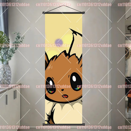 Pokémon Anime Theme Poster Scroll Painting Eevee Squirtle Charmander Pikachu Bulbasaur Photography Background Wall Friend Gift