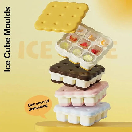 Cartoon 9 Grid Ice Cube Tray, Food Grade PP Ice Mold With Lid Household Freezer Ice Making Tool