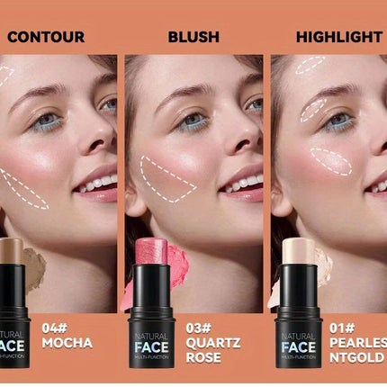 Cream Contour Sticks,Shades with Highlighter & Bronzer & Blush, Non-greasy and Water-resistant Face Contouring Pen