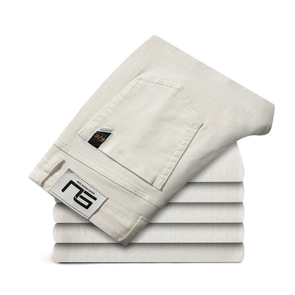 2023 Men White Jeans Fashion Casual Classic Style Regular Straight  Fit Soft Trousers Male  Advanced Stretch Pants