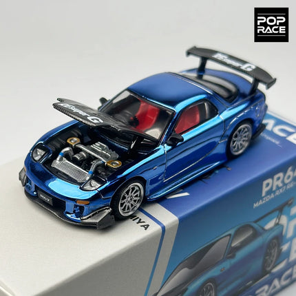 POPRACE 1:64 Chrome blue RX7 FD3S RE alloy car model 223