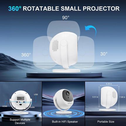 XBJ Mini Projector BL360 with WIFI BT,Protable Projector