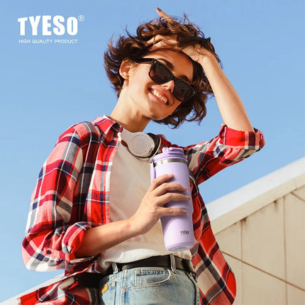 TYESO 600/900/1200ML Travel Coffee Mug Stainless Steel Double Walled Vacuum Water Bottle Tumbler Thermo Bottle Insulated Cup