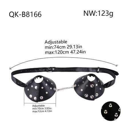 PU Leather Nipple Clamps Female Erotic Chest Bondage Device Rivets Sexy Lingerie Adult Body Accessories Clitoral Stimulation 18+
