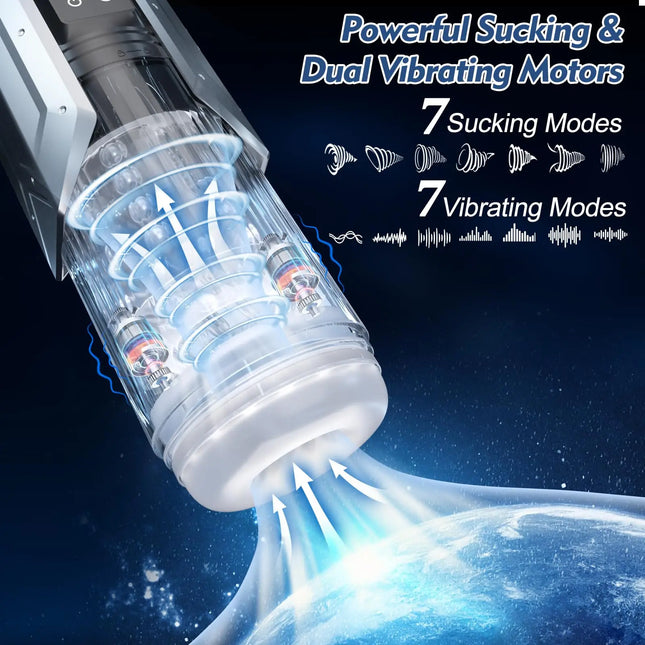 LCD 3-in-1 Automatic Male Masturbator Blowjob Masturbation Cup with 7 Sucking, Thrusting & Rotating Modes Pocket Pussy Man Sex Toys